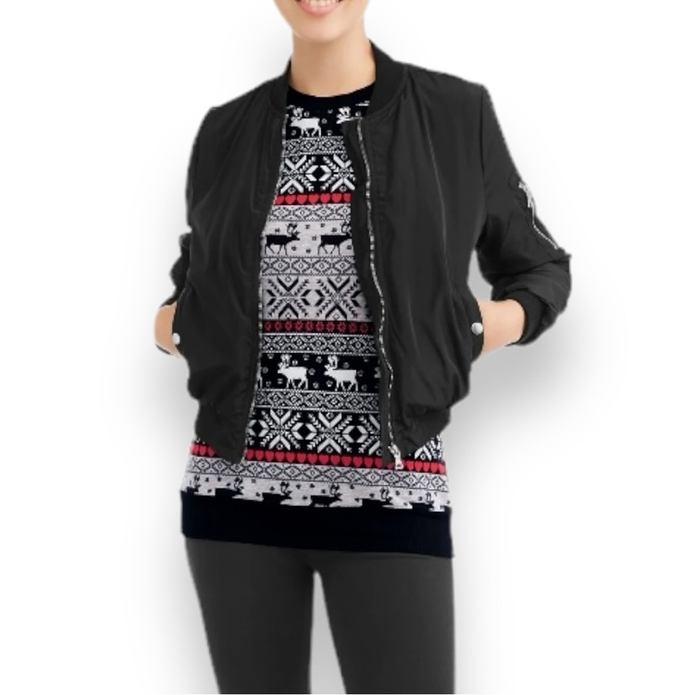 NOBO 3/4 Sleeve Tunic Length Crewneck Christmas Sweater Size XL (15-17) Juniors
